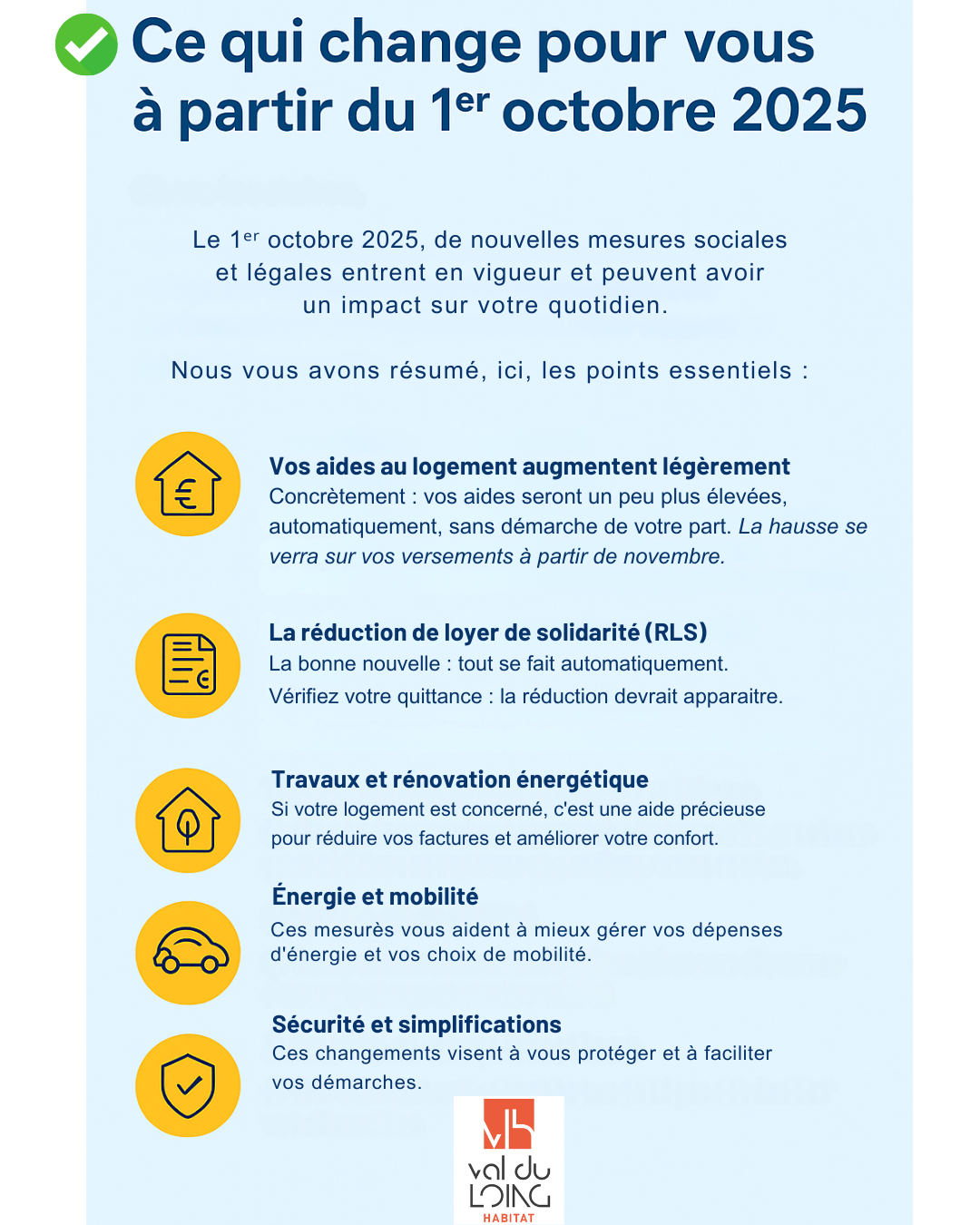 LOCATAIRES VLH - CE QUI CHANGE AU 1ER OCTOBRE 2025